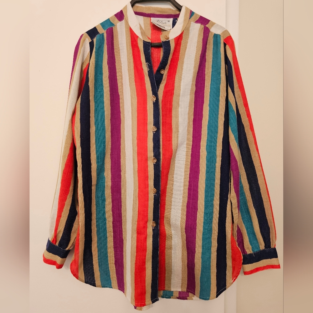 **SOLD**Vintage Women's Striped Blouse by Adelaar, Sz M